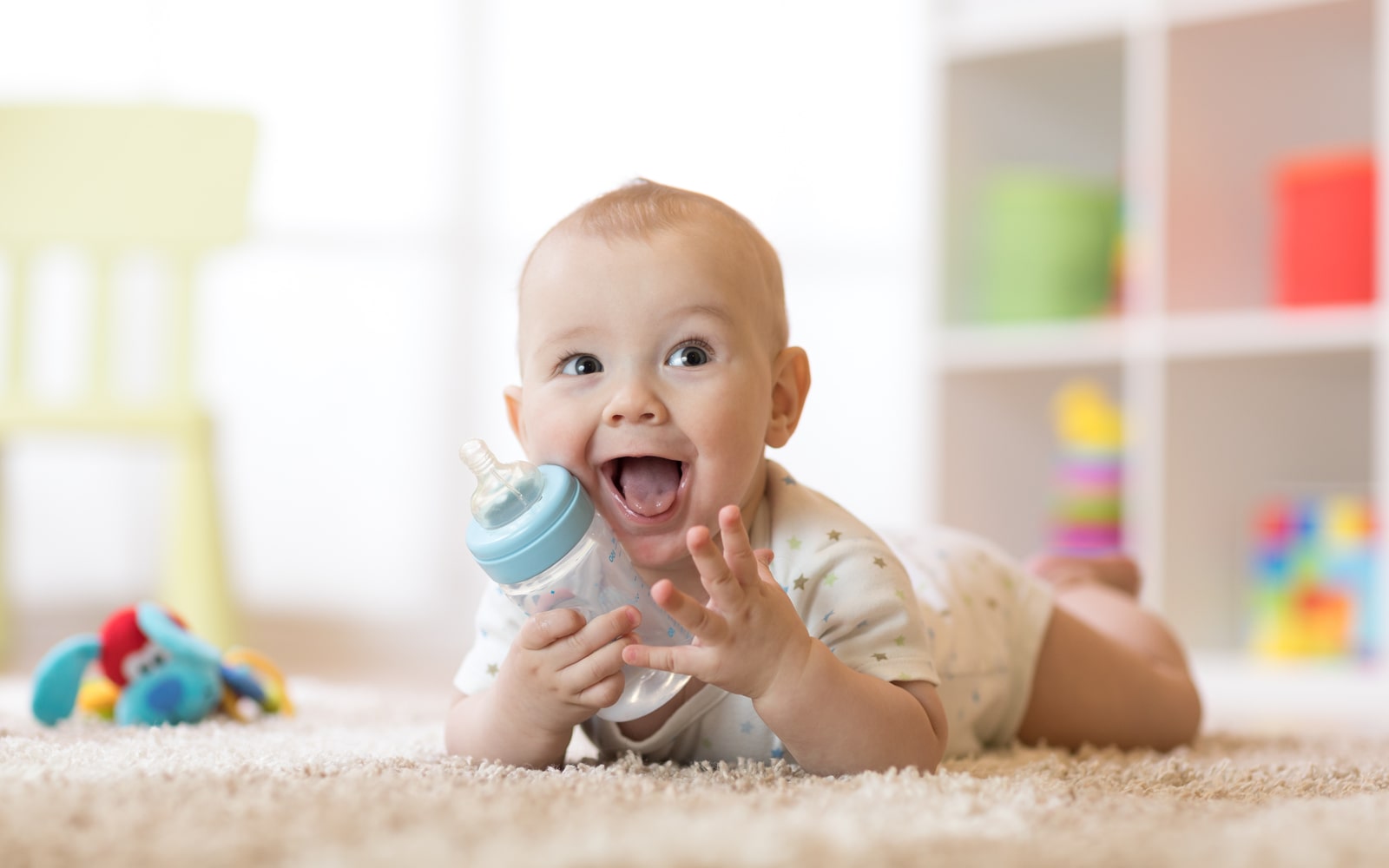 Happy Baby with Baby Bottle